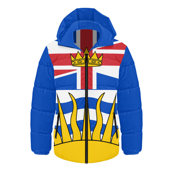 British Columbia Hooded Padded Jacket Flag Minimalist Pride Style