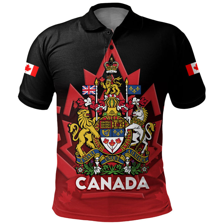 Canada Polo Shirt Royal Red Black National Emblem Of Canada