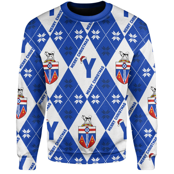 Yukon Sweatshirt Christmas Argyle Pattern With Royal Crest
