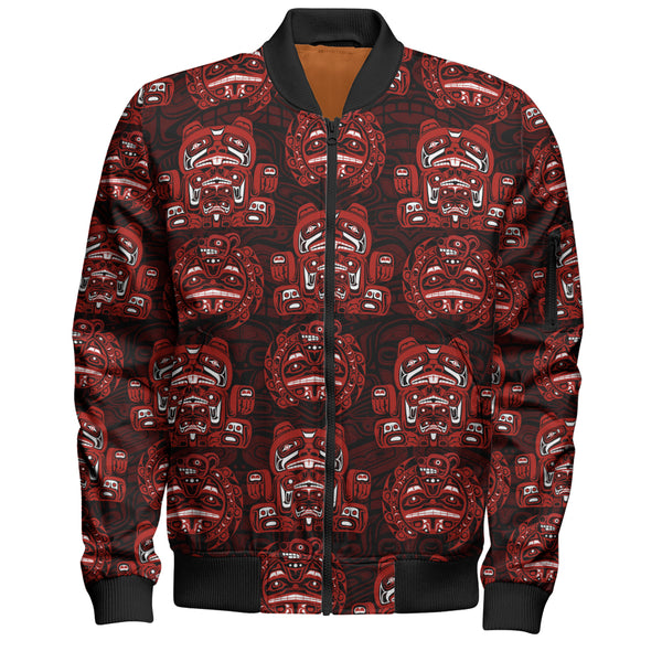 Canada Bomber Jacket Haida Spirit Face Totem Repeat Print