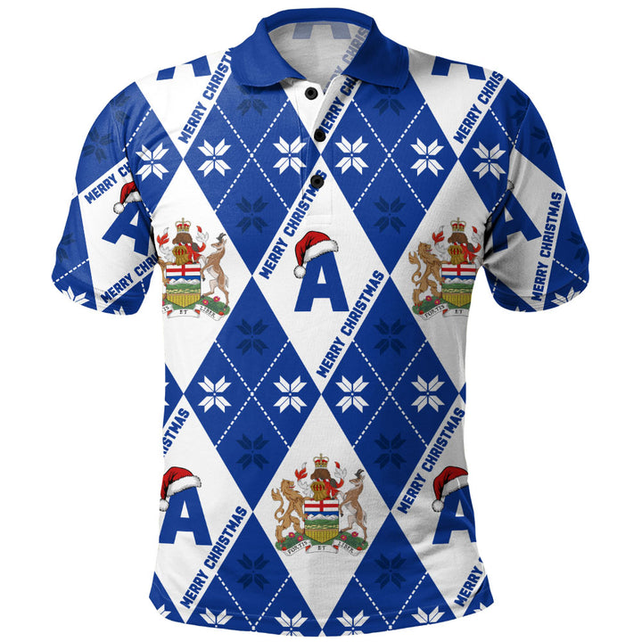 Alberta Polo Shirt Christmas Argyle Pattern With Royal Crest