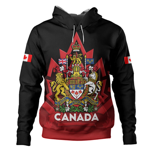Canada Hoodie Royal Red Black National Emblem Of Canada