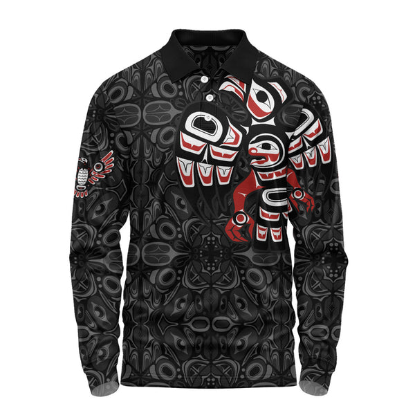 Canada Long Sleeve Polo Shirt Echoes Of The Raven Claw