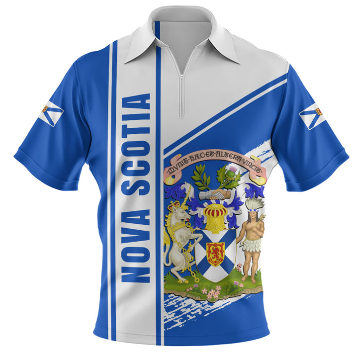 Nova Scotia Zip Polo Shirt Heritage Strength Crest