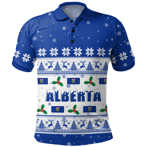 Alberta Polo Shirt Christmas Knit Style Snowflake Reindeer
