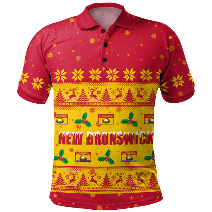 New Brunswick Polo Shirt Christmas Knit Style Snowflake Reindeer