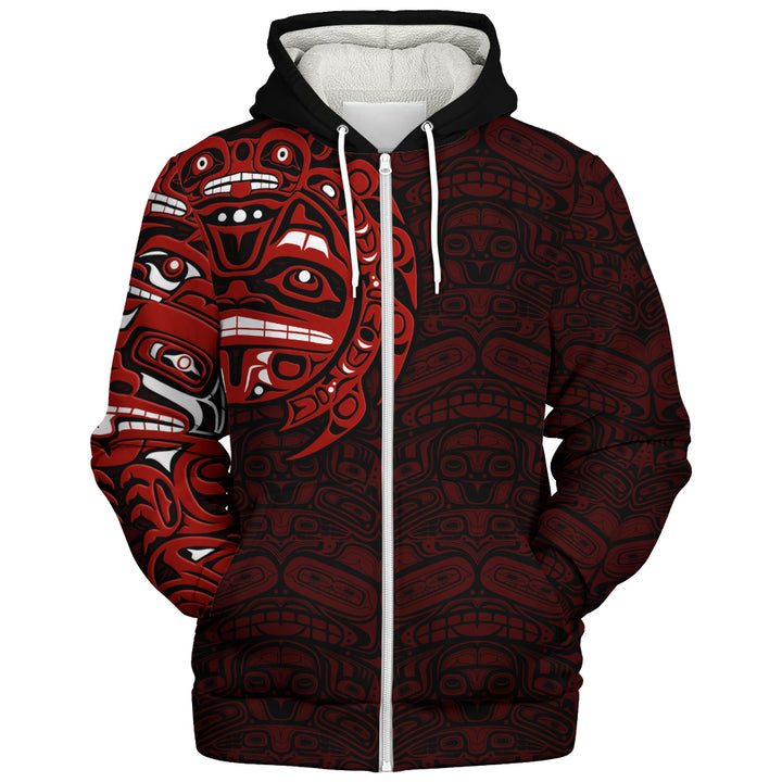 Canada Sherpa Hoodie Red Wisdom Haida Edition