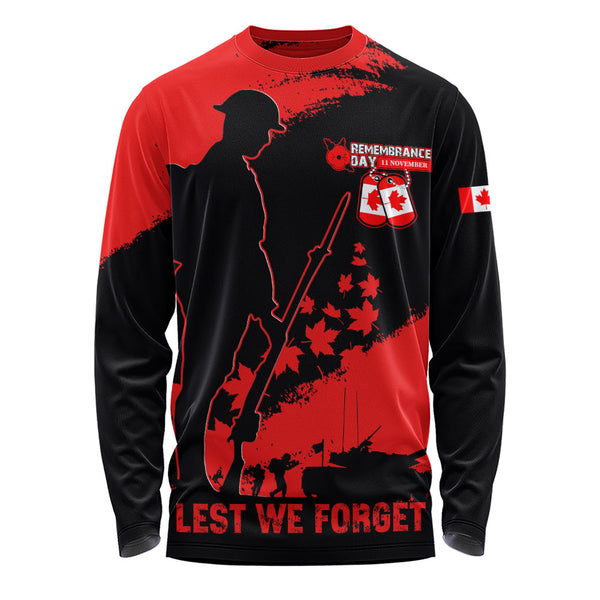 Canada Long Sleeve T-Shirt Remembrance Day Maple Heroes Tribute