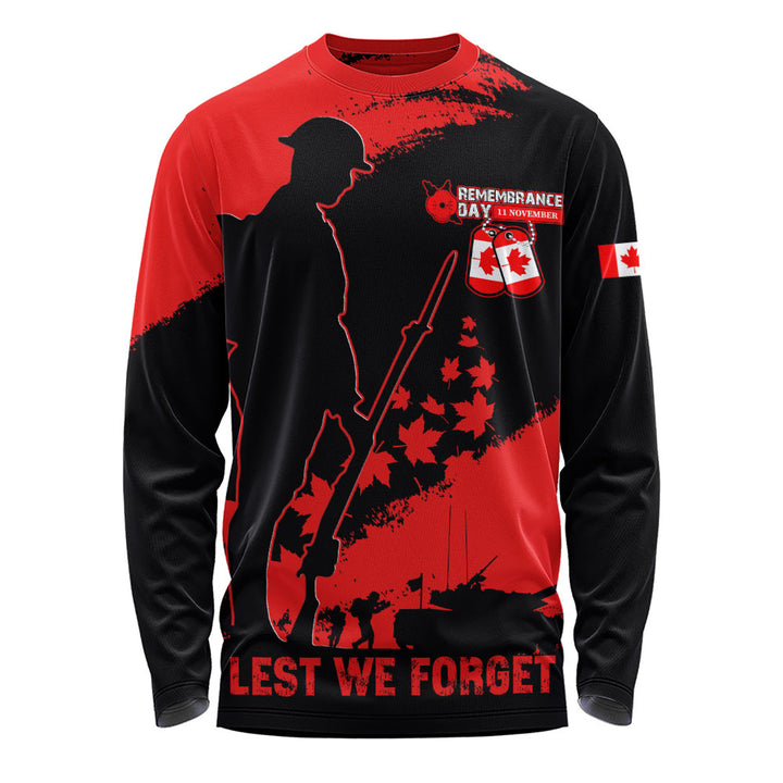 Canada Long Sleeve T-Shirt Remembrance Day Maple Heroes Tribute