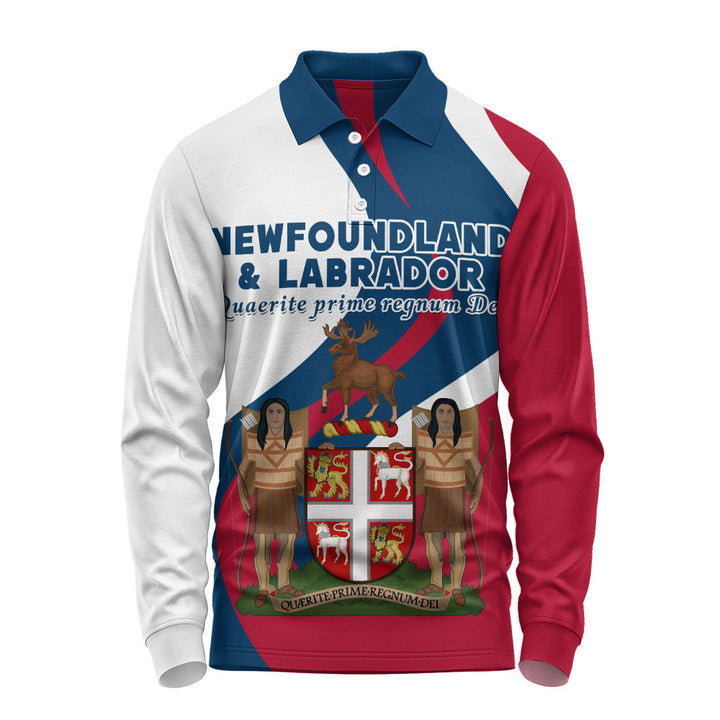 Newfoundland & Labrador Long Sleeve Polo Shirt Crest Of Identity