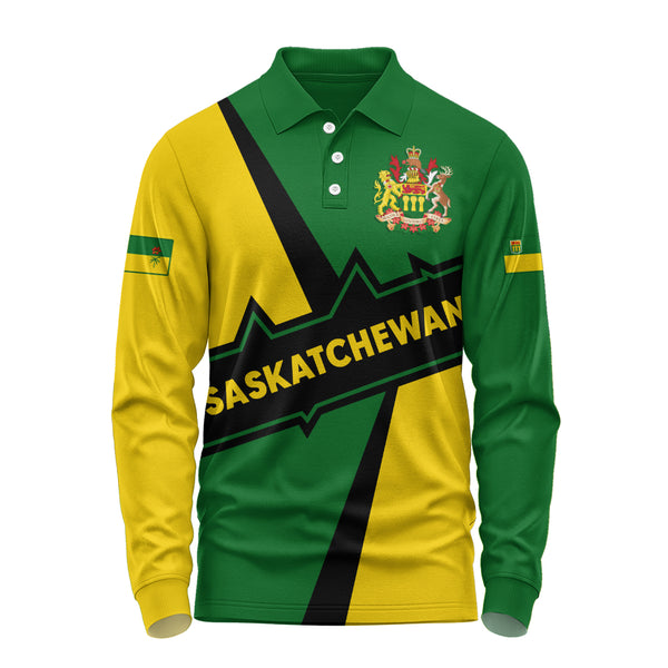 Saskatchewan Long Sleeve Polo Shirt Loyal True North Provincial Style