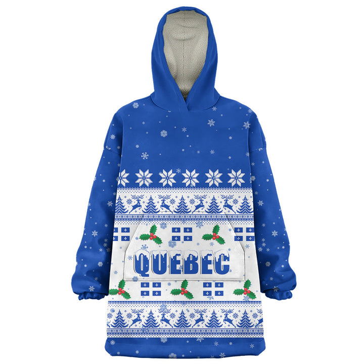 Quebec Snug Hoodie Christmas Knit Style Snowflake Reindeer