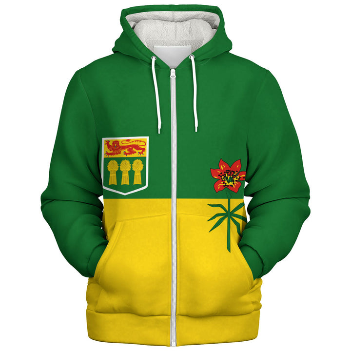 Saskatchewan Sherpa Hoodie Flag Minimalist Pride Style