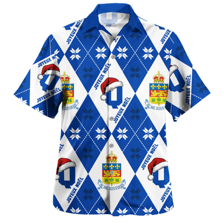 Quebec Bowling Shirt Christmas Argyle Pattern With Royal Crest