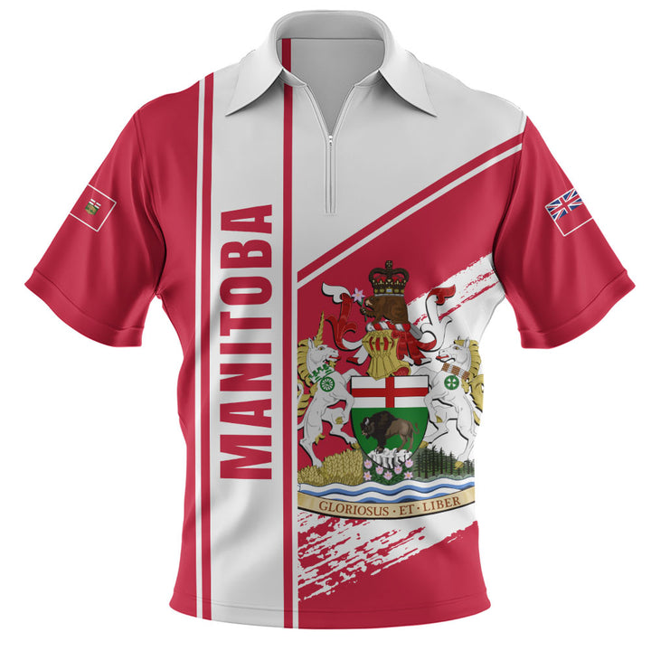 Manitoba Zip Polo Shirt Heritage Strength Crest
