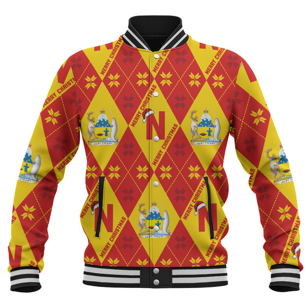Nunavut Baseball Jacket Christmas Argyle Pattern With Royal Crest