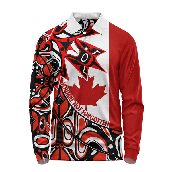 Canada Long Sleeve Polo Shirt Maple Remembrance Indigenous Pride