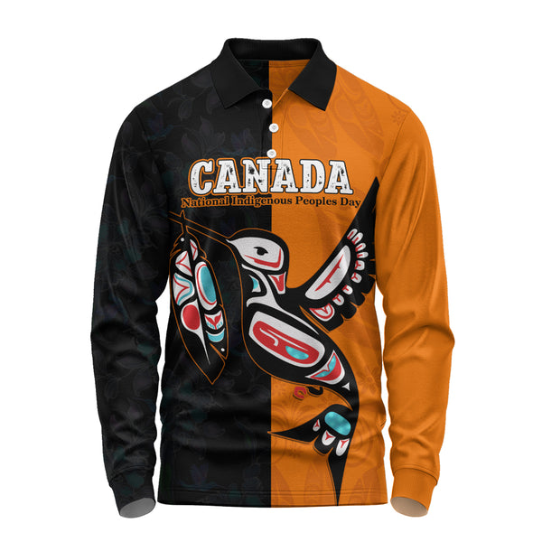 Canada Long Sleeve Polo Shirt Spirit Bird National Day Tribute