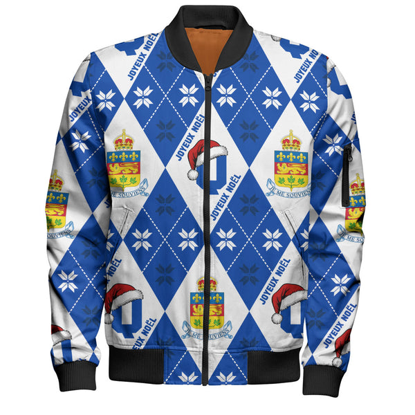 Quebec Bomber Jacket Christmas Argyle Pattern With Royal Crest
