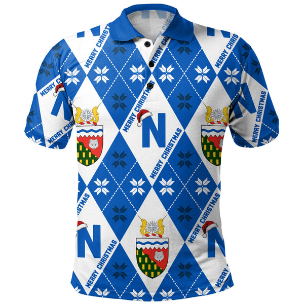 Northwest Territories Polo Shirt Christmas Argyle Pattern With Royal Crest