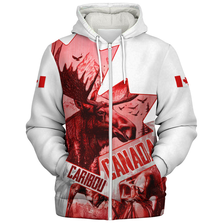Canada Sherpa Hoodie The Red Wild Caribou Heritage