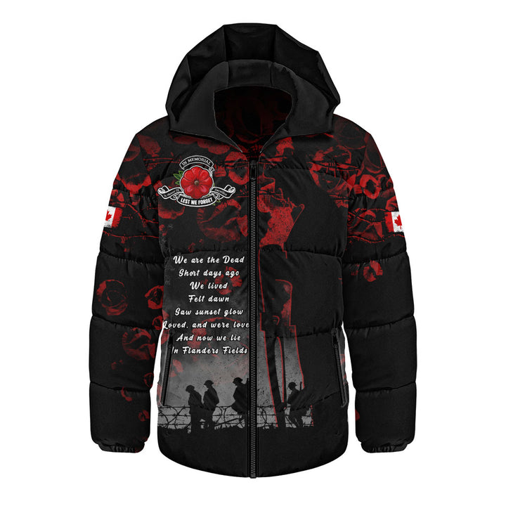 Canada Hooded Padded Jacket In Flanders Fields Canada Remembrance Day Tribute