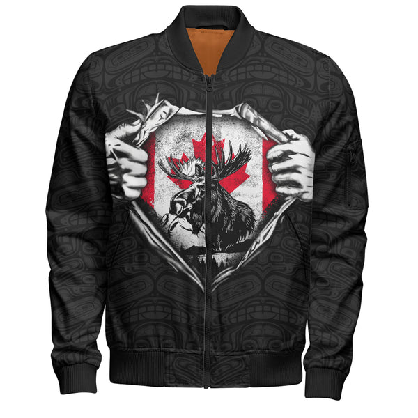 Canada Bomber Jacket Haida Maple Flag Moose Legacy