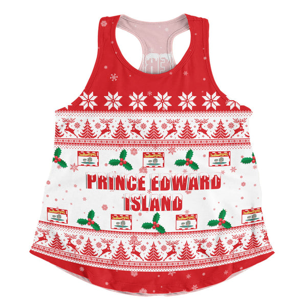 Prince Edward Island Women Tank Christmas Knit Style Snowflake Reindeer