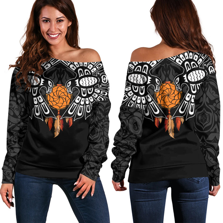 Canada Off Shoulder Sweatshirt Haida Guardians Of The Dream