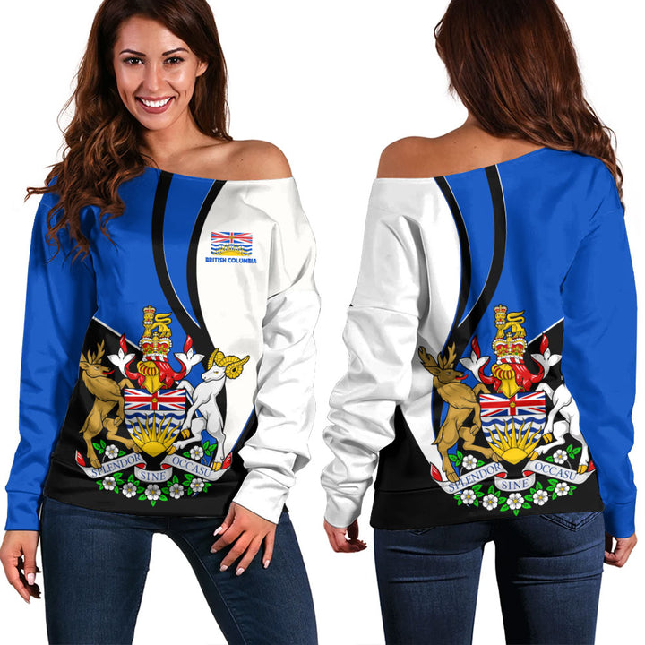 British Columbia Off Shoulder Sweatshirt Heritage Pride Of The North