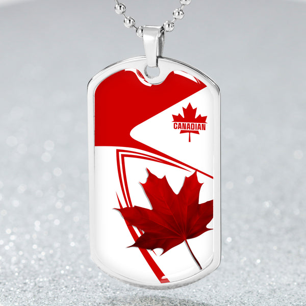 Canada Dog Tag Custom Canada Maple Leaf Red And White