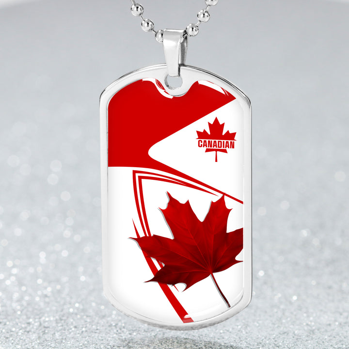 Canada Dog Tag Custom Canada Maple Leaf Red And White