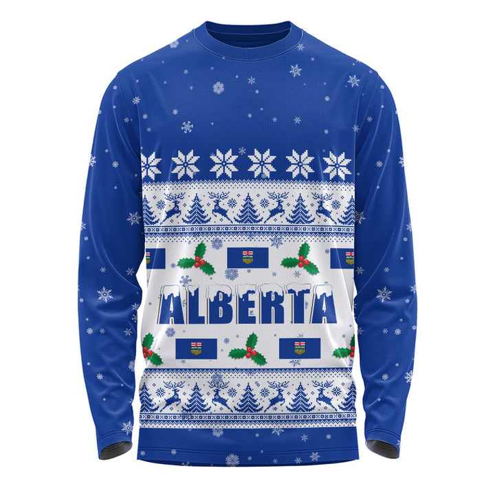 Alberta Long Sleeve T-Shirt Christmas Knit Style Snowflake Reindeer