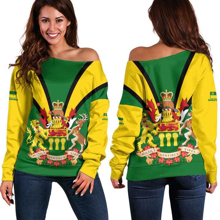 Saskatchewan Off Shoulder Sweatshirt Proud Provinces Collection
