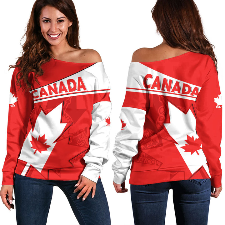 Canada Off Shoulder Sweatshirt Maple Pride Bold Edition