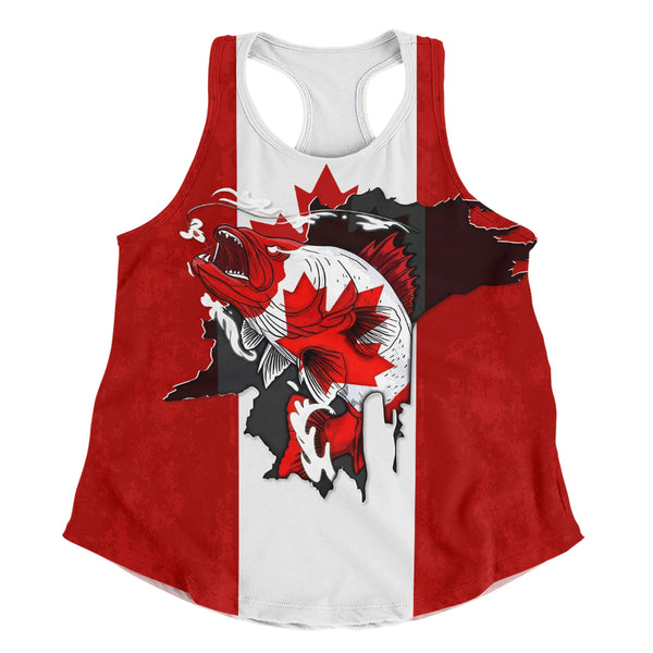 Canada Women Tank Born To Fish Proud To Be Canadian