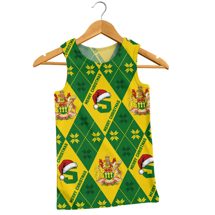 Saskatchewan Tank Top Christmas Argyle Pattern With Royal Crest