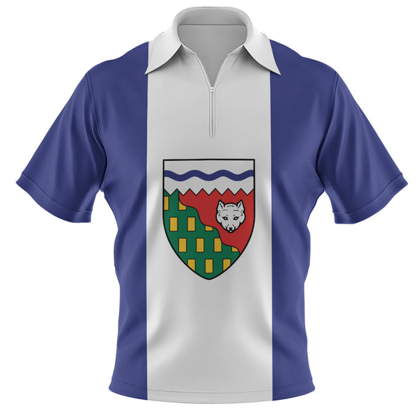 Northwest Territories Zip Polo Shirt Flag Minimalist Pride Style