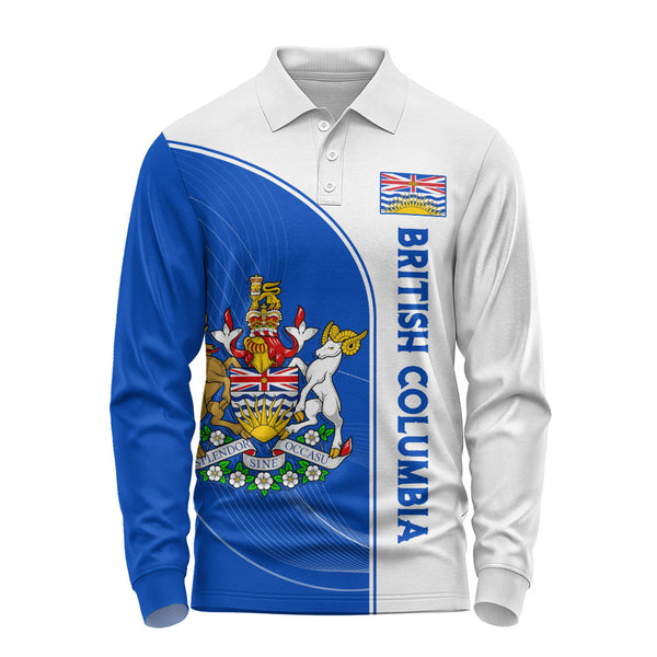 British Columbia Long Sleeve Polo Shirt Proud Provincial Heritage