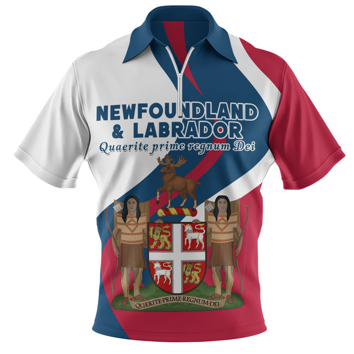 Newfoundland & Labrador Zip Polo Shirt Crest Of Identity