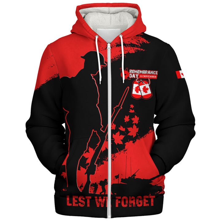 Canada Sherpa Hoodie Remembrance Day Maple Heroes Tribute