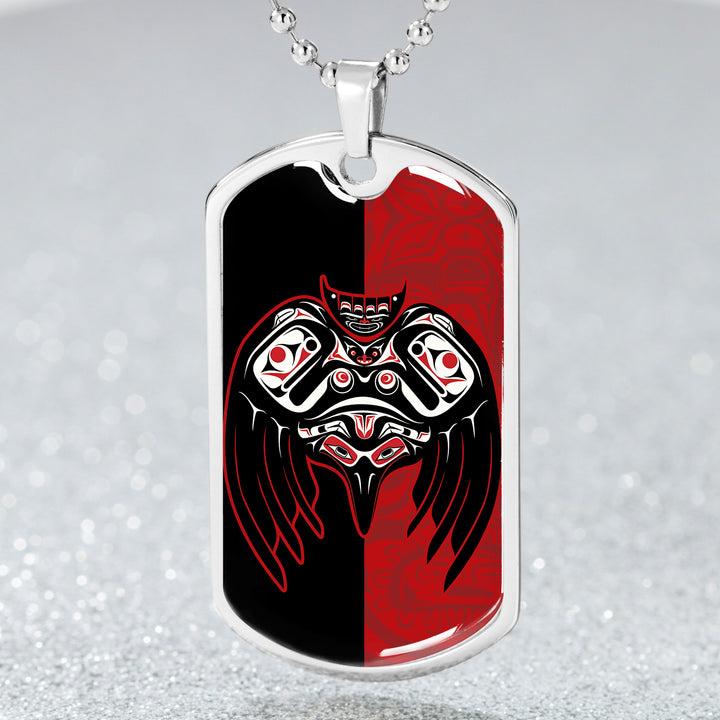 Canada Dog Tag Red And Black Haida Raven Guardian