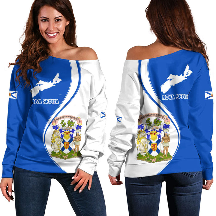 Nova Scotia Off Shoulder Sweatshirt Canada Territories Pride