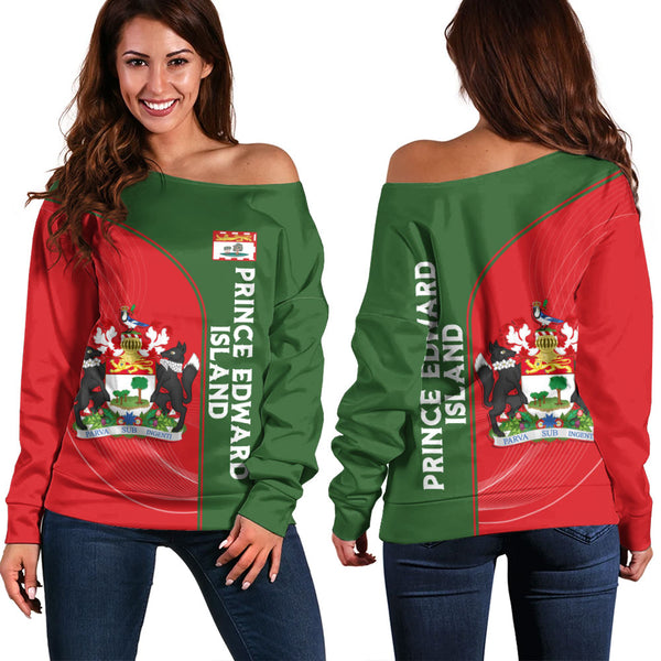 Prince Edward Island Off Shoulder Sweatshirt Proud Provincial Heritage
