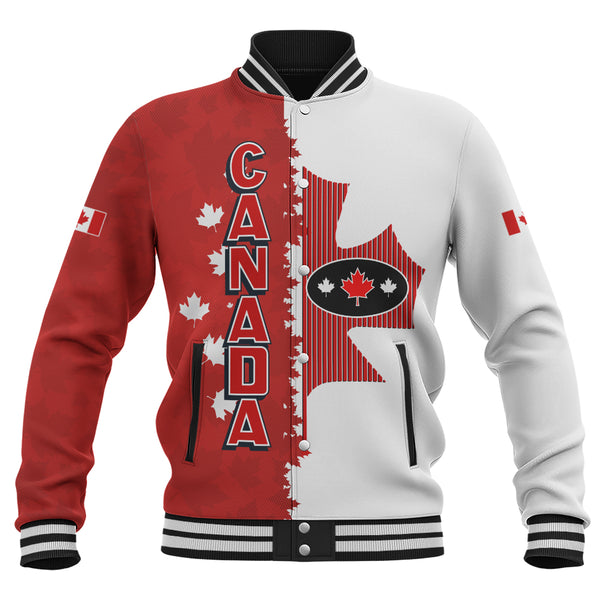 Canada Baseball Jacket Bold Leaf Patriotic Canada Edition