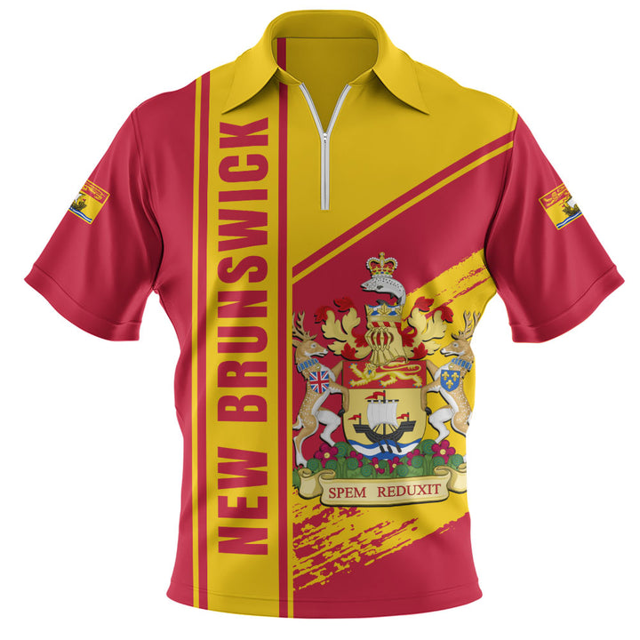 New Brunswick Zip Polo Shirt Heritage Strength Crest