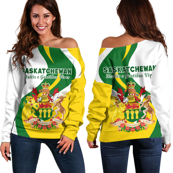 Saskatchewan Off Shoulder Sweatshirt Crest Of Identity