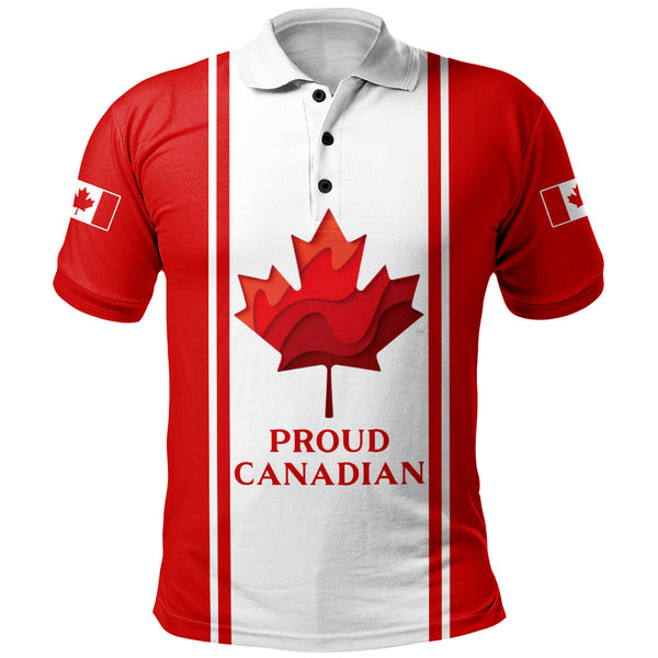 Canada Polo Shirt Proud Canadian Vertical Maple Flag Edition