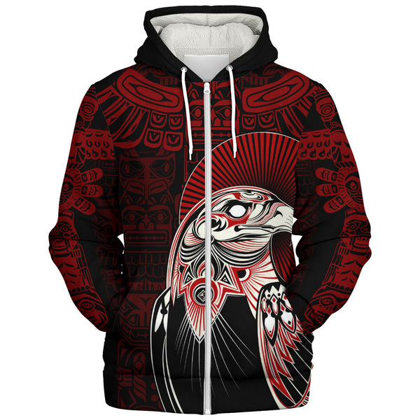 Canada Sherpa Hoodie Canada Haida Eagle Warrior Legacy