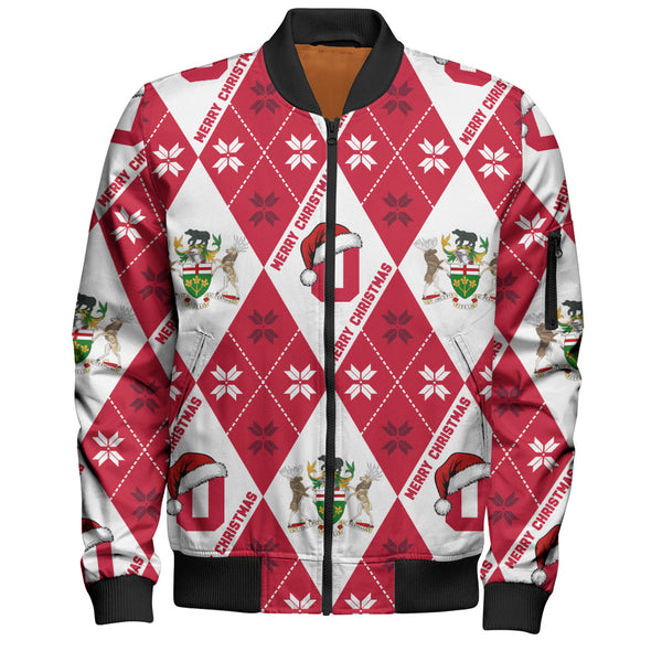 Ontario Bomber Jacket Christmas Argyle Pattern With Royal Crest